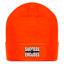 Load image into Gallery viewer, Success Over Excuses Patch Beanie - neon orange
