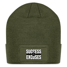 Load image into Gallery viewer, Success Over Excuses Patch Beanie - olive
