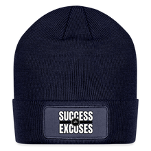 Load image into Gallery viewer, Success Over Excuses Patch Beanie - navy
