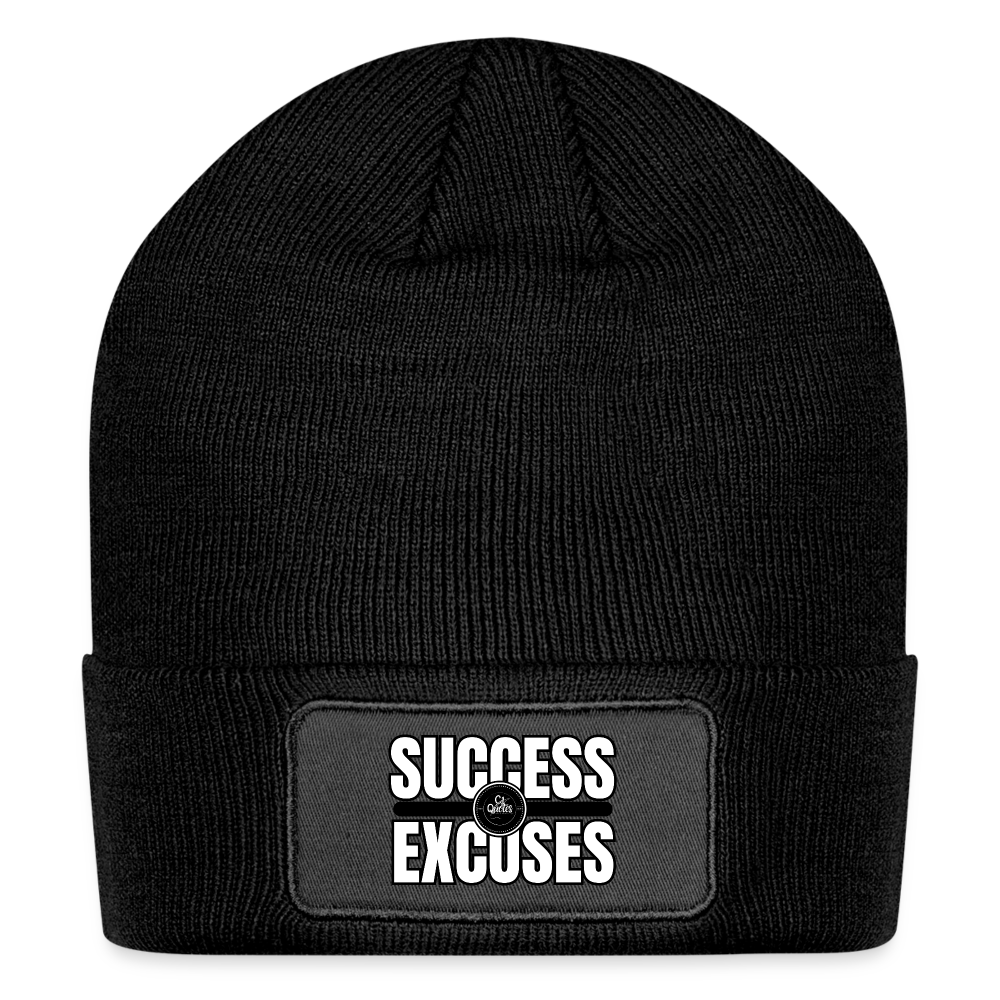 Success Over Excuses Patch Beanie - black