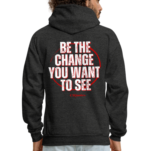 Be The Change Men's Hoodie (Red Line) - charcoal grey