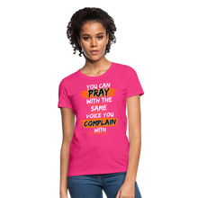 Load image into Gallery viewer, You Can Pray Women&#39;s T-Shirt (Black) - fuchsia
