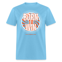 Load image into Gallery viewer, Born To Win Unisex Classic T-Shirt (White Print) - aquatic blue
