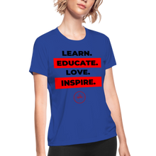 Load image into Gallery viewer, Learn &amp; Educate Women&#39;s Dri-Fit Performance T-Shirt - royal blue
