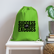 Load image into Gallery viewer, Success Over Excuses Cotton Drawstring Bag (Black Print) - clover
